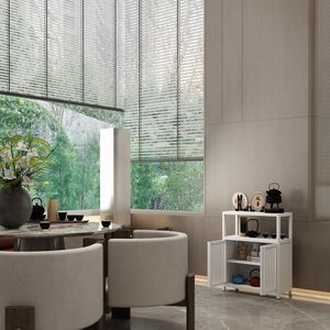 Large Capacity <b>White</b> Bamboo <b>Storage</b> <b>Cabinet</b> for Bathroom and Living Room Elegant Furniture with Shelves - Product Image 3