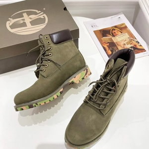 Botas de Tobillo de Cuero de Diseño de Lujo y Alta Calidad, Casuales, con Cordones, Forro de Gamuza, Color Camuflaje Oliva, Impermeables, para Senderismo y Caza - Product Image 4