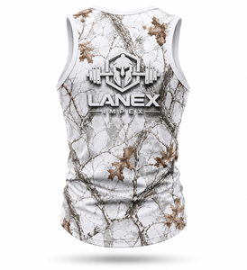 Custom Men's Snow Camo Gym Tank Top Sublimation Fitness Stringer Vest Bodybuilding Sleeveless Workout Training Sports Apparel - Product Image 3