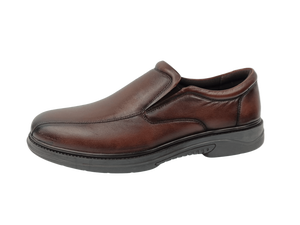 Mocasines de Cuero Marrón para Hombre, Estilo Slip-On, Punta Redonda, Suela Acolchada de TPR, para Oficina, Trabajo, Todas las Temporadas, Estilo Sólido - Product Image 3