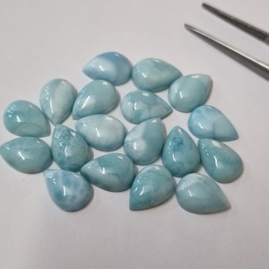 Cabochon de Larimar naturel poli en forme de poire 9x13 mm, pierre précieuse en vrac |   Fournitures de fabrication de bijoux personnalisables |   Fournisseur en gros - Product Image 2