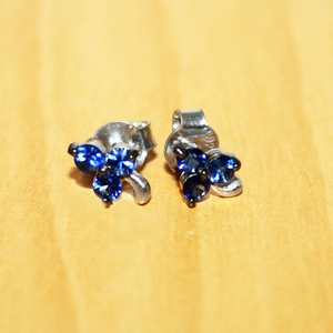 Wholesale 925 Solid <b>Sterling</b> <b>Silver</b> Natural Round Blue Sapphire Three Stone Cluster Stud <b>Earrings</b> Fine Jewelry Memoria Jewels - Product Image 6