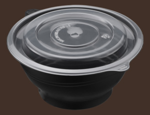 Tazón de Plástico Negro Biodegradable, Libre de BPA, Desechable y Reutilizable, con Tapa Transparente Ventilada, Apto para Microondas, para Pizza, Picnic y Comida para Llevar - Product Image 1