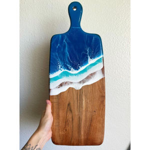 Planche à découper en résine artisanale Kiswah, thème Océan et Plage, en époxy écologique, personnalisable, pour cuisine, compatible lave-vaisselle - Product Image 6