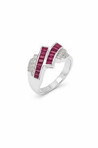 <b>Emerald</b> and Diamond <b>Ring</b> in 92.5 Sterling <b>Silver</b> KLSR-12197 - Product Image 5