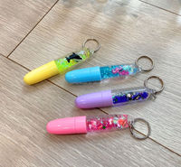 Stylo à bille porte-clés avec perles liquides scintillantes 3D flottantes, bille en plastique de 0,5 mm, encre bleue/noire de 10 cm pour filles