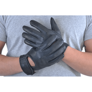 Guantes de conducción de cuero de piel de ciervo negro - Product Image 2