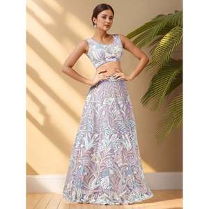 Glamorous Lavender <b>Sequins</b> Net Bridesmaid Lehenga Choli with Dupatta - Product Image 5