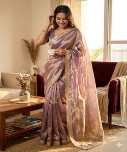 Stylish Women <b>Saree</b> Elegant Ethnic Wear Collection For Ladies Casual Floor Length Regular Indian Fashion SF 1095 85115 <b>purple</b> - Product Image 1