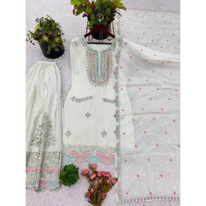 ชุดเครื่องแต่งกายงานปาร์ตี้ของผู้หญิงดีไซน์เนอร์พร้อมเสื้อสุดแฟนซี dupatta sharara - Product Image 4