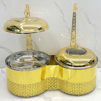 Plat à chafing de luxe doré 16L grande capacité en acier inoxydable avec couvercle en verre pour buffet, hôtel, banquet, mariage