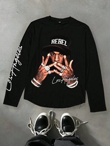 เสื้อยืดคอกว้างชายวี แต่งขอบตัดสี พิมพ์โลโก้ตามสั่ง คุณภาพสูง ผ้าถักอย่างดี สไตล์วินเทจ สำหรับผู้ชาย ใส่ได้ในฤดูร้อน เนื้อผ้านุ่มพิเศษ ผ้าฝ้าย 100% - Product Image 6