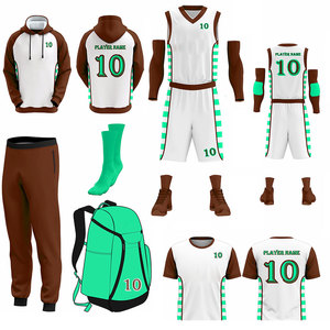 Maillot de football personnalisé sublimé, blanc, marron, vert, rayé, à capuche, imprimé géométrique, manches courtes, anti-humidité, haute qualité - Product Image 1