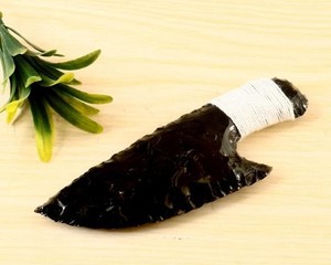 Daga Decorativa de Obsidiana Negra Hecha a Mano, Cuchillo de Cristal Natural, Escultura Artística para Decoración de Oficina y Hogar, Regalo Espiritual - Product Image 1
