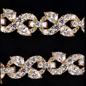 AMBER JEWELS Luxury Unisex 14K Gold Plated Lab Grown Diamond Radiant Cut Claw Setting Geometric Chain Link Everyday <b>Bracelet</b> - Product Image 3