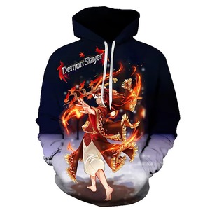 Sudadera con Capucha para Hombre de Demon Slayer, Estampado Digital con Patrón de Corazón, Sudadera Informal con Capucha, Corte Regular, 100% Poliéster, Ropa de Primavera - Product Image 4