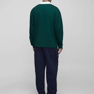 Chemises polo à manches longues en jersey rayé à blocs de couleur en coton de haute qualité avec logo brodé personnalisé 2026 - Product Image 5