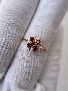 Bague vintage en rubis, coupe ronde, argent sterling 925, plaqué or 14 carats, rubis rouge, bague de fiançailles, de mariage, pierre de naissance - Product Image 2