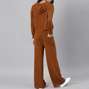 Conjunto Deportivo de Mujer con Capucha, Manga Larga, Color Sólido, Casual, Transpirable, Corte Holgado, 100% Algodón, Cierre con Cordón - Product Image 2