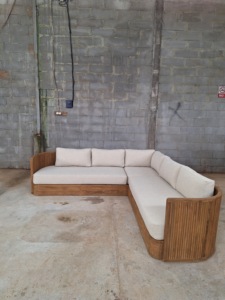 Solid Teak L Shaped Outdoor Sectional <b>Sofa</b> <b>Set</b> with Coffee Table Manufacturer Supplier Exporter Indonesia - Product Image 4