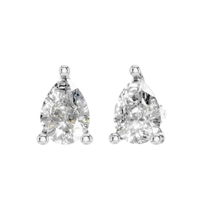 ต่างหูแบบติดหูทรงลูกแพร์ ทำจากเงินแท้ 925 ชุบโรเดียม ประดับด้วยมอยส์ซาไนต์ 3 กะรัต ผลิตตามสั่ง เหมาะสำหรับเป็นของขวัญในงานหมั้น งานแต่งงาน หรืองานเลี้ยง - Product Image 1