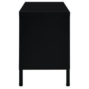 Meuble TV noir avec verre trempé et acier thermolaqué pour salon - Product Image 4