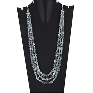 Collier statement luxueux multi-couches en pierres naturelles d'aquamarine, fait main, bijoux unisexes - Product Image 2