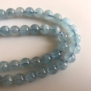 Cuentas de Piedra Preciosa Redondas y Lisas de Aguamarina Azul Natural para la Elaboración de Joyas, Hilo de Piedras Sueltas de Alta Calidad - Product Image 2