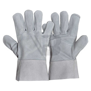 High Quality Custom Logo Safety Gloves <b>Fire</b> Resistant Cow Split Leather and Goatskin Protective Hand Gloves for Welding Work - Product Image 4
