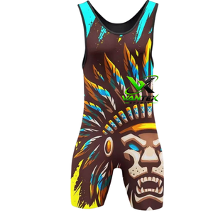 Traje de Lucha VANTEX SPORTS con Estampado por Sublimación, Diseño Tribal de León, Talla Adulto, Secado Rápido, Spandex 200g, Unisex - Product Image 1