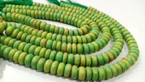 Perles de pierre turquoise cuivrée verte naturelle, rondes, lisses, 8 pouces - Product Image 5