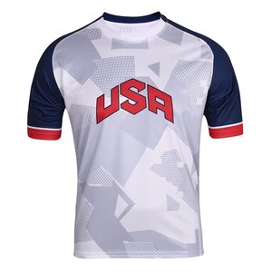 Maillot de football à manches courtes pour homme USA, col rond, impression sublimée, polyester respirant, coupe athlétique, vêtements pour adultes - Product Image 1