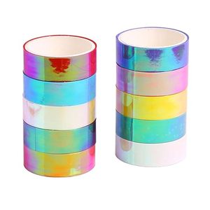 Wholesale Colorful Holographic Washi Tape Roll Shiny Rainbow Adhesive Masking Tape for Scrapbooking Journaling Crafts Scrap Art - Product Image 1