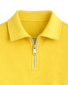 เสื้อฮู้ดครอปซิป ¼ ตัวสำหรับผู้หญิง สีเหลืองแบบกำหนดเอง ผ้าฟลีซแบบสวมหัว มีเชือกผูกชายเสื้อ ผ้าฝ้ายผสมโพลีเอสเตอร์เนื้อนุ่ม เหมาะสำหรับฤดูหนาว - Product Image 4