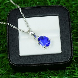 Colgante de Zafiro Azul, Plata de Ley 925, Joyería con Piedra de Nacimiento de Diciembre, Gema Natural, Regalo para Mujer, Venta al por Mayor - Product Image 4