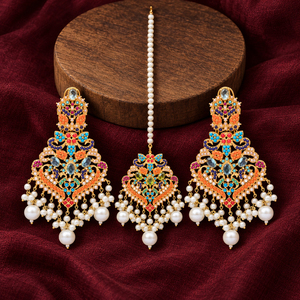 Pendientes de Perlas Esmaltadas Multicolor al por Mayor, Set de Maang Tikka, Fabricante Personalizado - Product Image 6