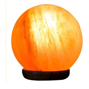 Lámpara de Sal del Himalaya Tallada, Ecológica, Forma de Bola Redonda, Base de Madera Natural Pulida, Decoración para el Hogar, Estilo Feng Shui - Product Image 6