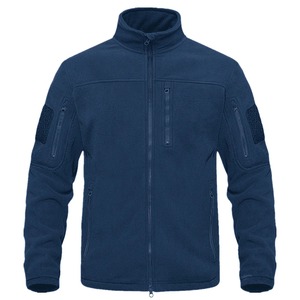 Veste tactique en polaire pour homme, bleu marine, col montant, poches zippées, manches longues, respirante, hiver - Product Image 1