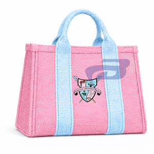 Bolso Tote de Yute Resistente al Agua con Cremallera y Letras Griegas Elegantes para Miembros de la Hermandad Gamma Phi Delta GPD - Product Image 1