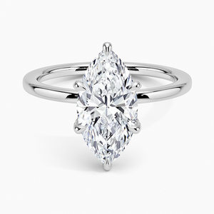 Anillo de Diamantes Moissanite de Plata Maciza con Forma de Hoja Clásica, Minimalista, Regalo Navideño para Mujer - Product Image 1