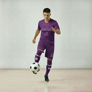 ชุดฟุตบอลพิมพ์โลโก้ขายส่ง ชุดทีมฟุตบอลสั่งทำพิเศษ ชุดฟุตบอลระบายอากาศได้ดี - Product Image 1