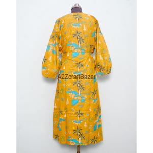 Vestido maxi elegante informal al por mayor para mujer, estilo sencillo, 100% algodón puro, estampado floral, vestido natural para mujer - Product Image 6