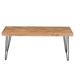 Tavolino da Cocktail Moderno con Motivo a Chevron e Gambe a Forcina in Metallo, Facile Montaggio, Finitura Grezza Naturale - Per Tè e Caffè - Product Image 3