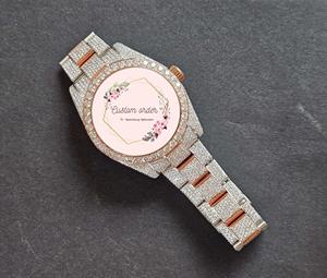 Reloj de Pulsera Personalizado de Acero Inoxidable con Moissanita para Hombre y Mujer, Estilo Hip Hop, Lujoso, Casual, Formal, para Uso Diario, con Esfera Analógica - Product Image 4