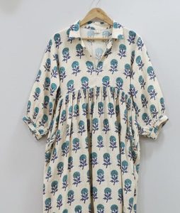 Vestido Midi Tipo Túnica Informal, Estampado Floral, 100% Algodón, Transpirable, Estilo Boho |   Ropa Sostenible para Mujer - Product Image 4