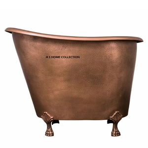 Baignoire portable en cuivre de qualité export, grand format, au meilleur prix, avec design moderne, texture martelée et quatre pieds - Product Image 1