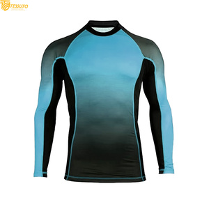Custom <b>Men</b>’s Long Sleeve <b>Compression</b> Rash Guard BJJ MMA Fitness Grappling <b>Shirt</b> Sublimation Gradient Training Wear - Product Image 4