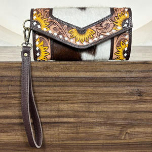 Nuevo Bolso de Mano de Cuero Vacuno Repujado, Bolso de Noche para Mujer, Mini Bolso de Mano con Correa para la Muñeca, Diseño Moderno - Product Image 4