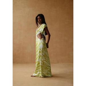 Vestido largo de verano para mujer, estampado, con aberturas, cuello en V profundo, manga corta, para vacaciones en la playa - Product Image 3