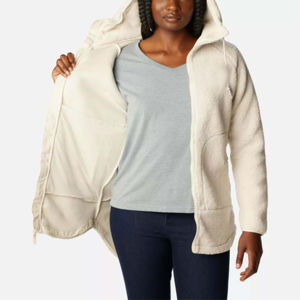 Chaqueta polar extragrande personalizada para mujer con cremallera, estampado integral, estilo urbano, forro de piel, transpirable, decoración de camuflaje y bolsillos. - Product Image 6